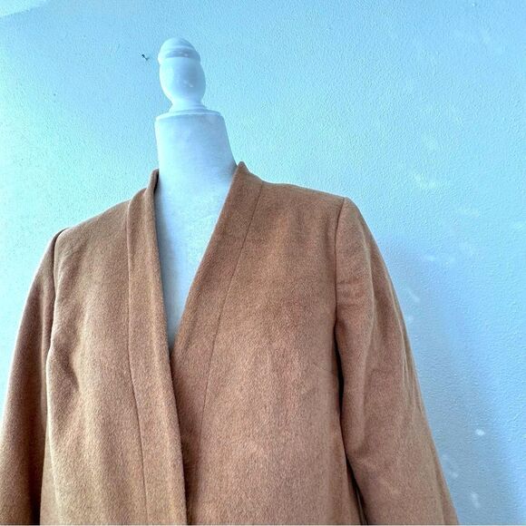Denim &Co Tan Coat QVC Two Pockets V Neck SZ Small NWOT - Picture 4 of 14